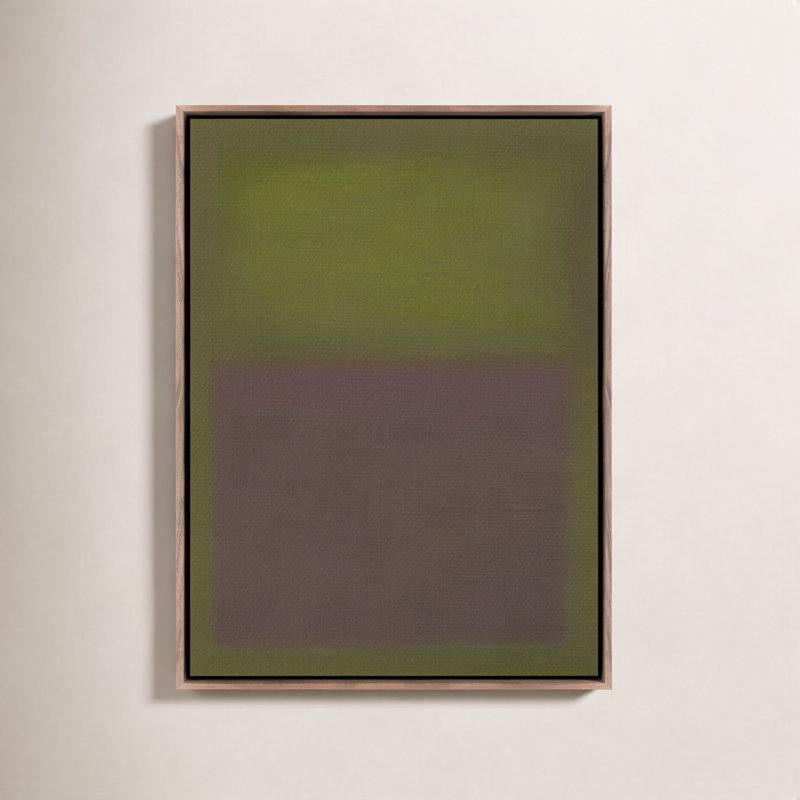 Composition Deep Framed Painting Canvas, 24" H x 18" W x 2" D, Green, Dark Brown