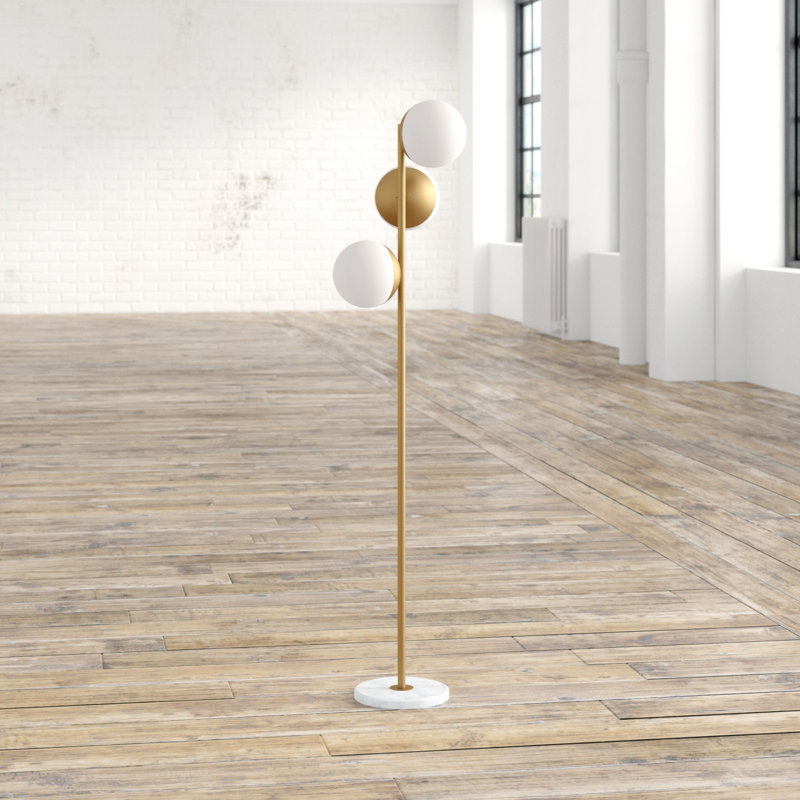 Yearby 65.5'' Tree Floor Lamp, Brass, Frosted White