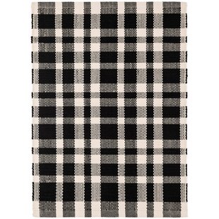 Gracie Oaks Buffalo Plaid Outdoor Rug Grey 27.5 x 43 Inches Cotton Hand-Woven Checkered Front Door Mat, Washable Gray Outdoor Rugs for Layered Door Mats Porch/Fro