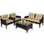 Ensemble de 4 canapés de patio sans rotin avec coussin et table basse