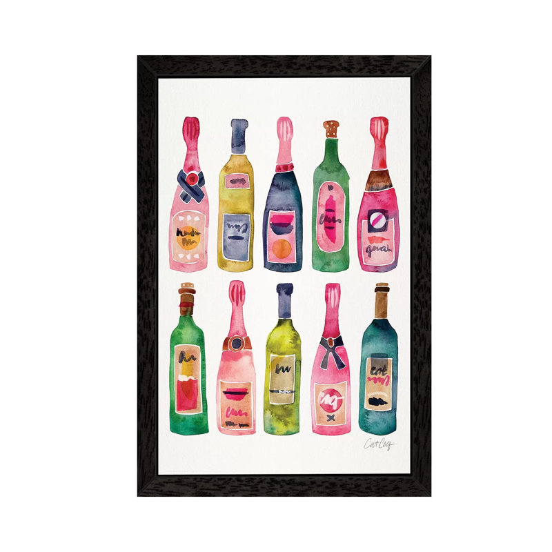 Champagne by Cat Coquillette - Painting on Canvas, 152.5 cm H x 101.5 cm W, Black Floater Framed