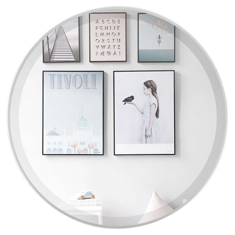 Campfort Round Mirror, 14.62" H x 14.62" W, Silver Spray