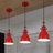 3-Light 6.5'' Red Vintage Farmhouse Pendant Light Fixtures, Adjustable Height Hanging Lights for Kitchen Island-117431481