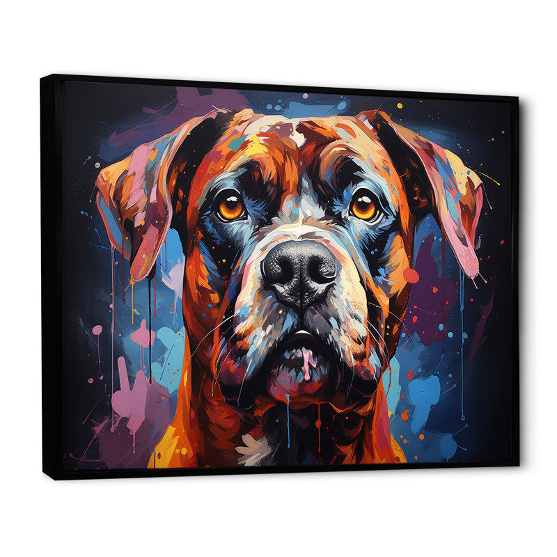 Boxer Boldness III sur toile, Cadre flottant noir, H 24 po x l 32 po x P 1 po
