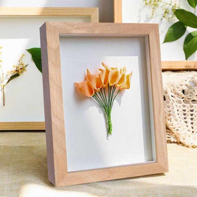 5X7 Shadow Box Frame Small Shadow Box Display Case 4 Pack Natural Wood Picture Frame Glass Surface Internal Depth 0.6 Inch For Wall Or Tabletop