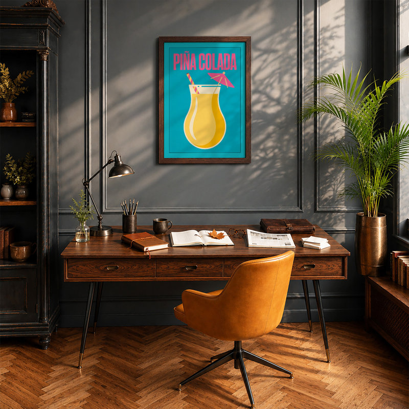 Piña Colada Dreams Retro - Framed Print, A1 - 84.1 x 59.4 cm, White