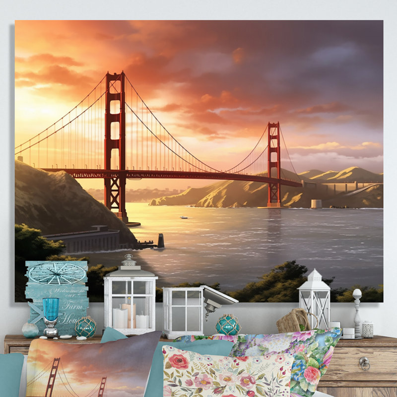 San Francisco Golden Gate Solitude II, reproduction d'art sur toile, H 24 po x l 32 po x P 1 po, Toile tendue