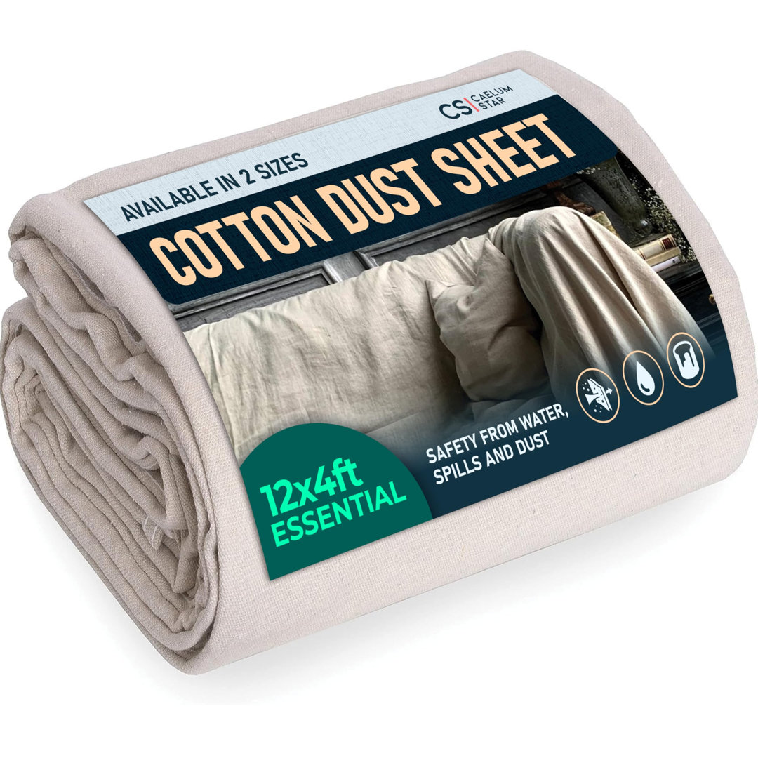 Caelum Star Cotton Dust Sheet, 3.6 x 1.3 m (12 x 4 ft), Beige - Image 3