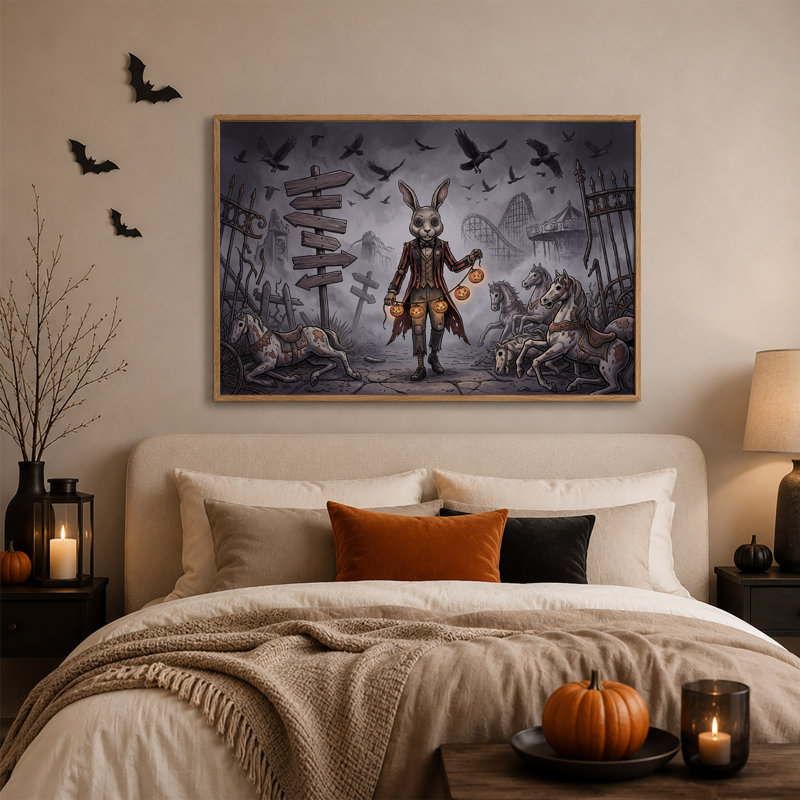 Reproduction d'art sur toile, "Rabbit Ringmaster", H 18 po x l 24 po