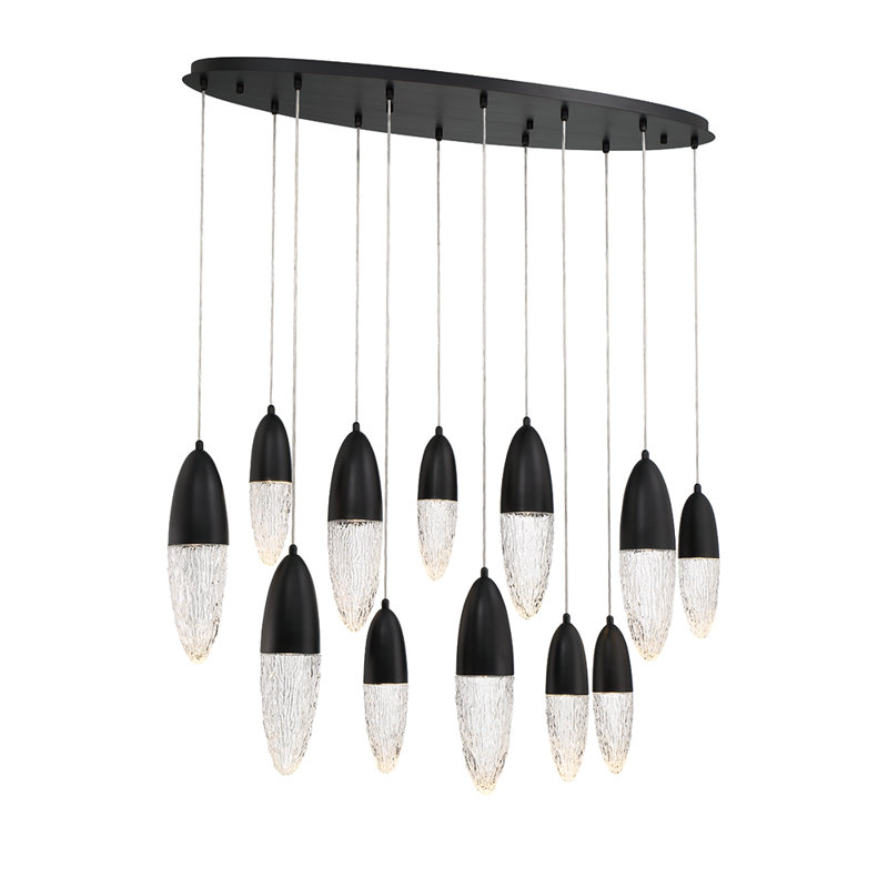 Lustre 12 lumières Écrou, Noir, noir, noir, noir