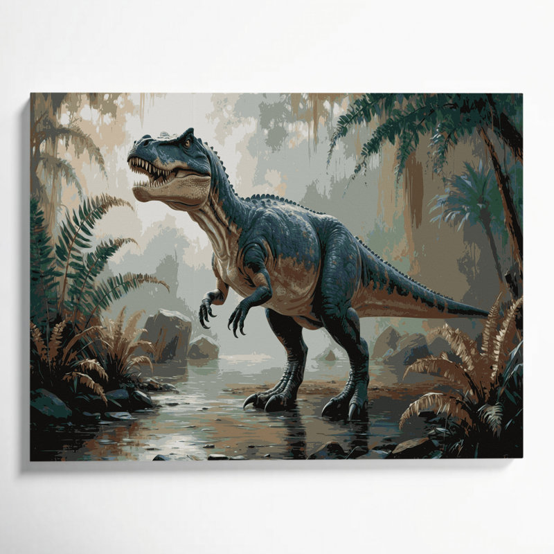 Dinosaur Baryonyx Green Canvas Wall Art, 16" H x 20" W