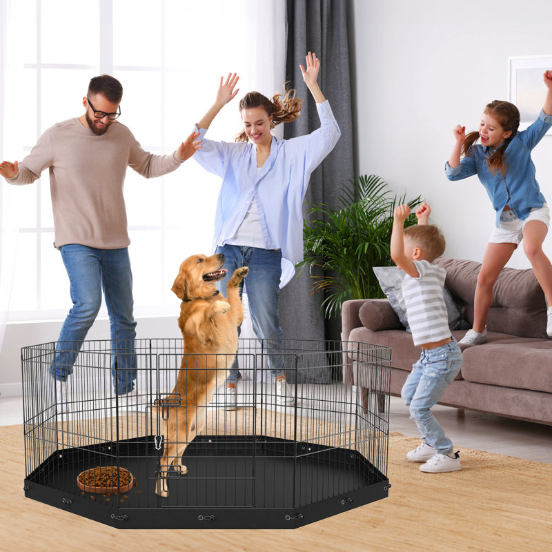 VEVOR 24" Foldable Metal Dog Playpen with Bottom Pad