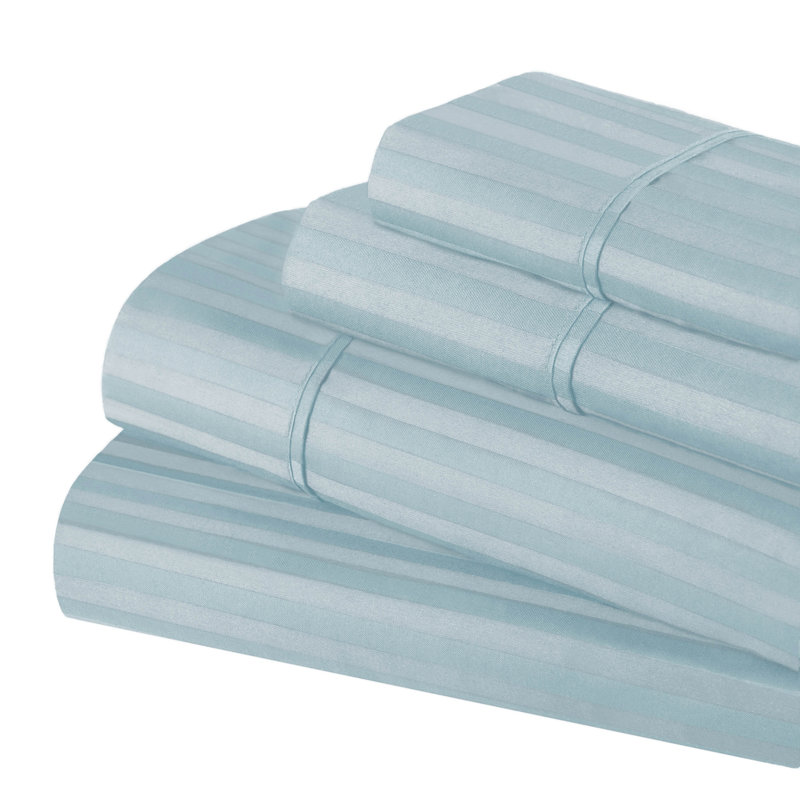 Light Blue Egyptian Cotton Deep Pocket Queen Sheet Set