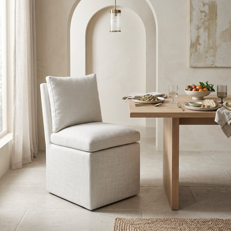 Fontana 19" Wide Chenille Fabric Modern Down Fill Parsons Chairs with Casters