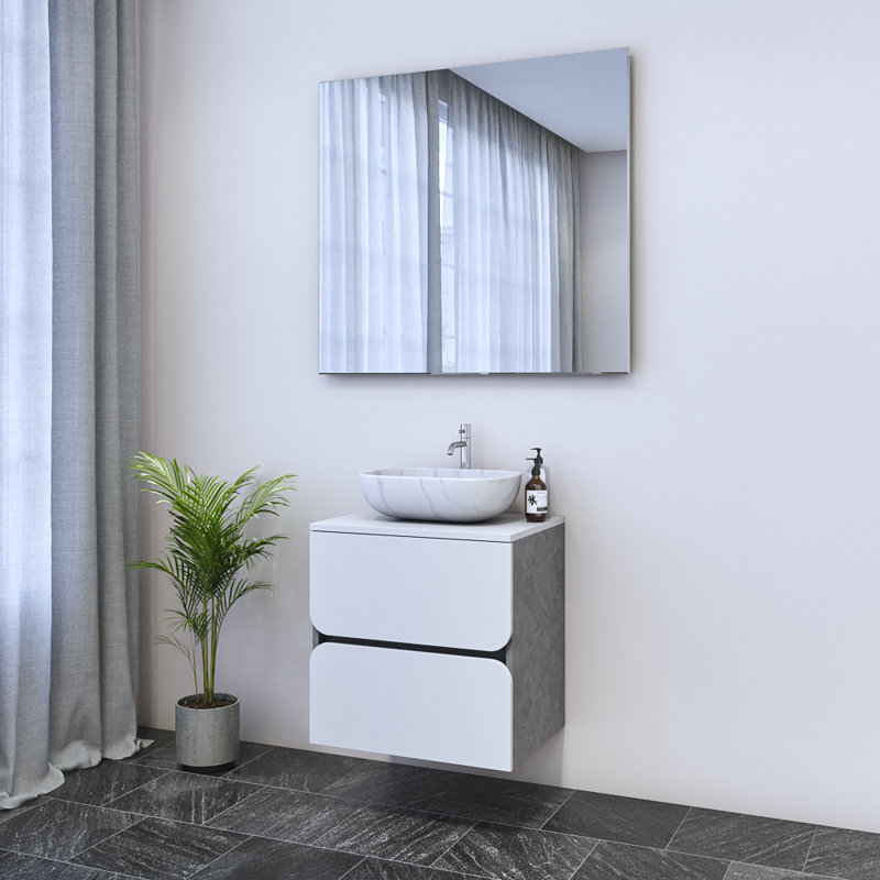 Kaydin 23.6'' Single Bathroom Vanity with Top, White, White