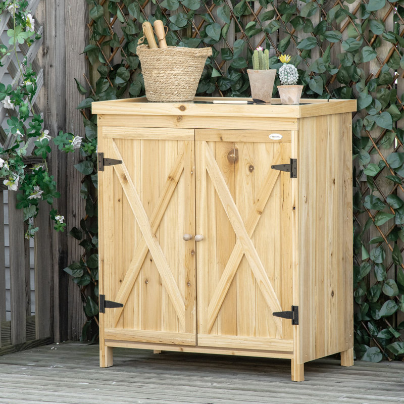 Armoire de rangement de jardin, remise à outils extérieure avec plateau galvanisé et deux tablettes