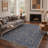 Auraflora Vintage Floral Machine Washable Blue Indoor Area Rug with Non-Slip Backing-128992650