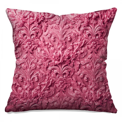 Pink Ornate Damask Double Sided Throw Pillows