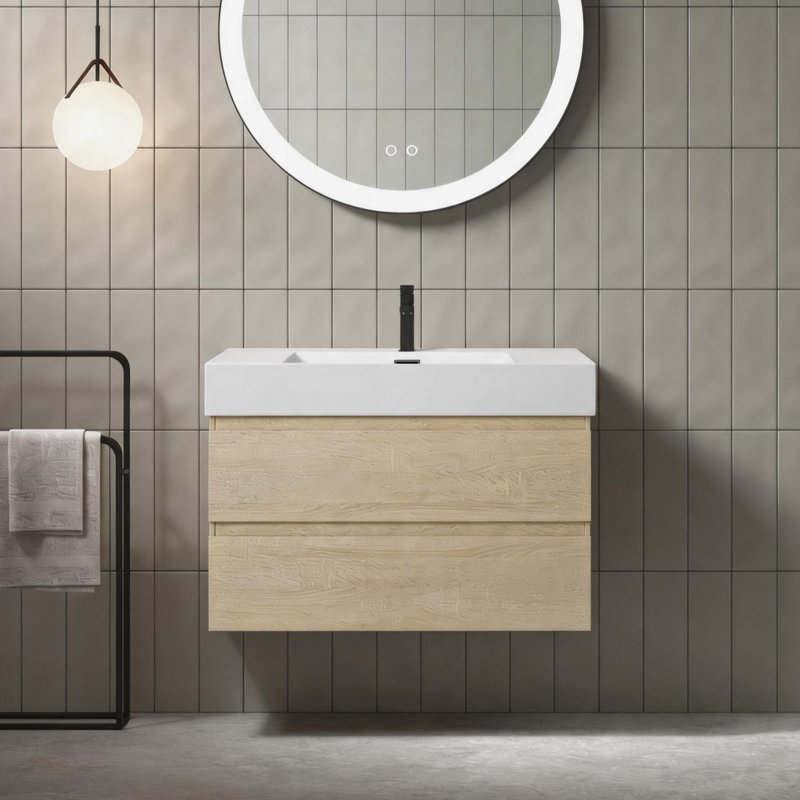 Meuble-lavabo flottant épais de 36 po (RTA), Chêne clair, 36"