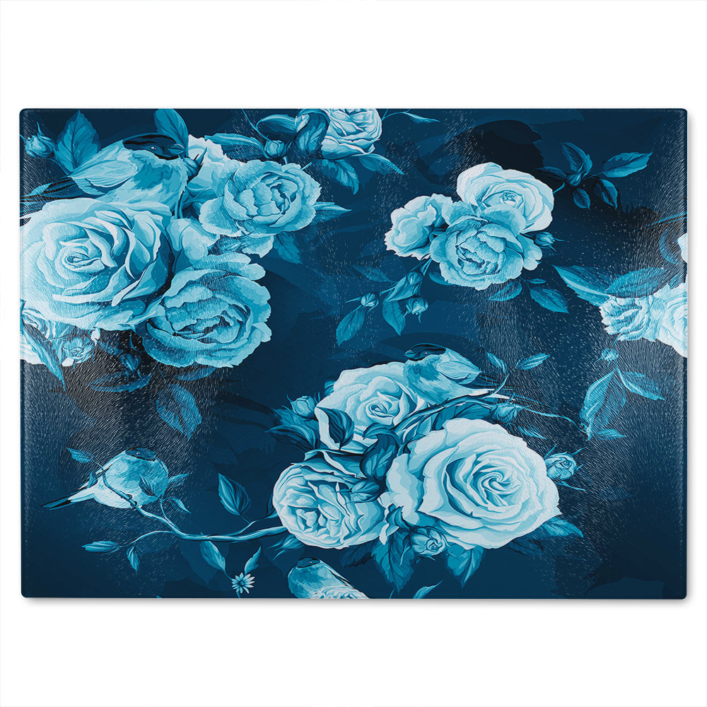 Winter Roses Glass Chopping Board