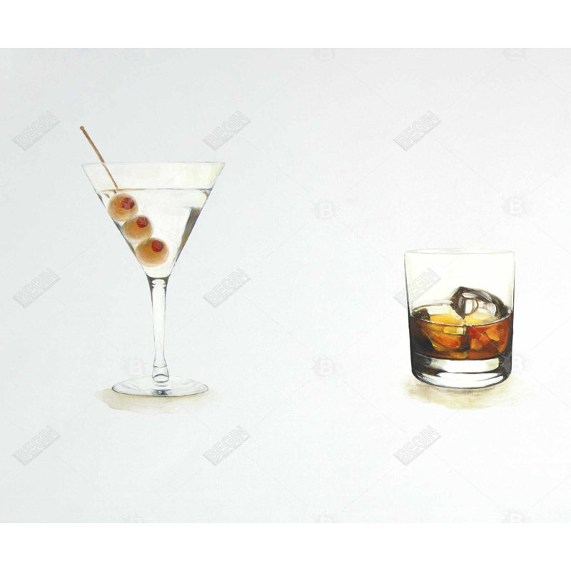 Toile rétro avec cocktails | Décoration intérieure pour bar