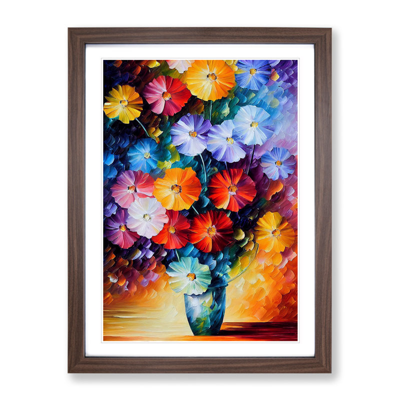 Vase Of Flowers No.1 - Wall Art, 66cm H x 48cm W, Walnut Picture Frame, White