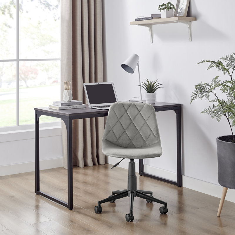 17 Stories Alexandrino Velvet Task Chair, Grey/Black