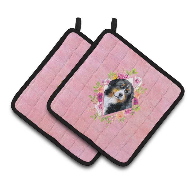 Ensemble de cuisinier poignée 2 pièces caroline trésors sheltie, Rose, Rottweiler