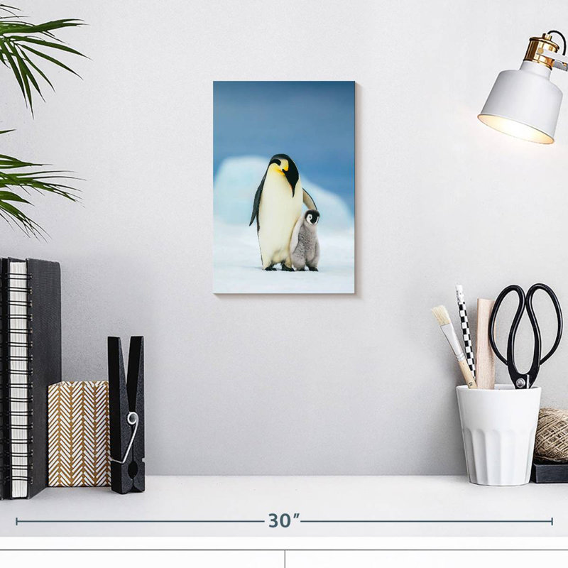 Brampt mère et bébé pingouins, H 12 po x l 8 po