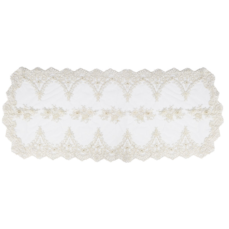 Lace And Pearl Embroidered Runner