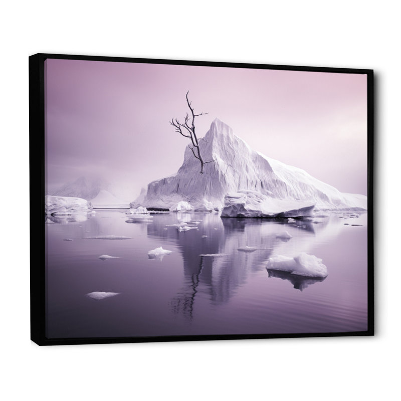 " Pink Purple Iceberg Arctic Elegance ", Cadre flottant noir, H 12 po x l 20 po x P 1 po