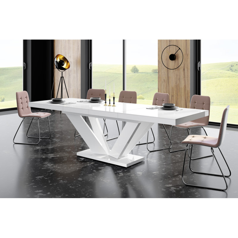 Chingiz Extendable Dining Table, White