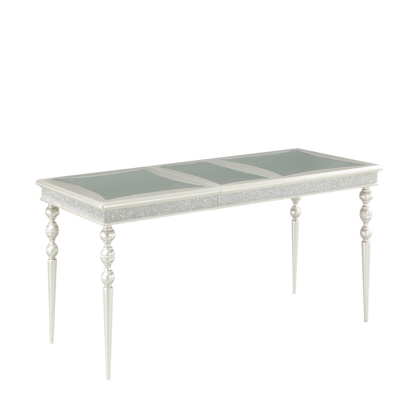 Table de salle à manger extensible Raeshon avec incrustations en miroir