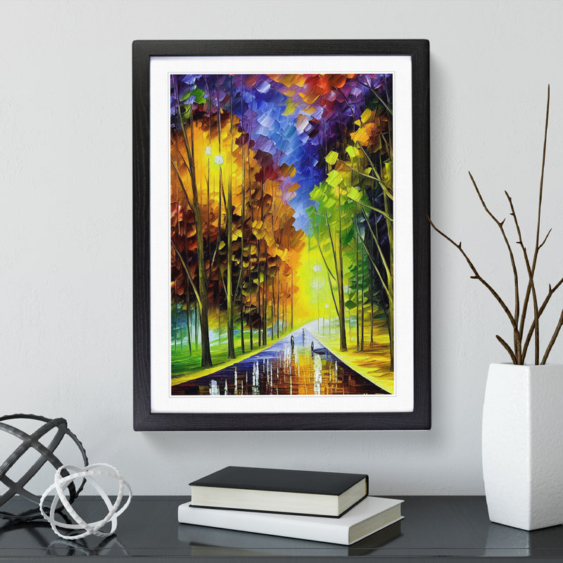 Forest Woodland In Colour No.4 - Single Picture Frame Painting, 64cm H x 46cm W x 2cm D, Black
