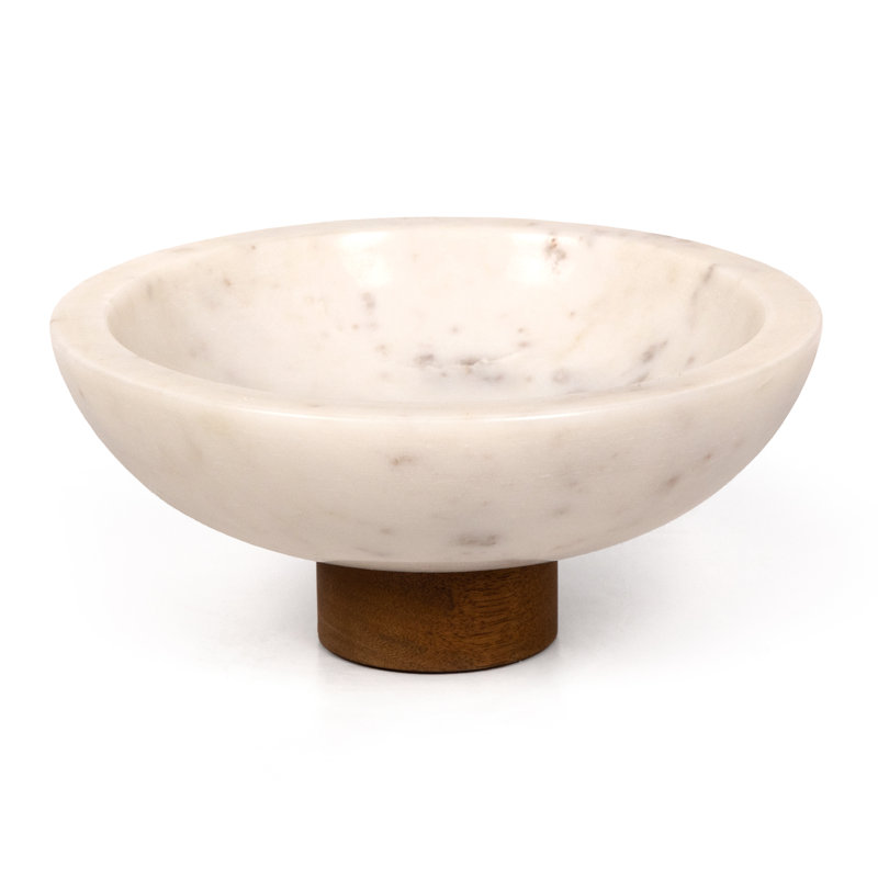 Lira Stoneware Decorative Bowl, White/Brown
