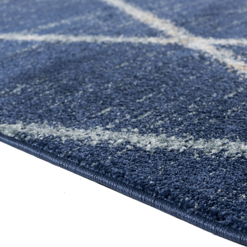Tapis denim à motif géométrique Bellicent, Rectangle 5 pi x 7 pi