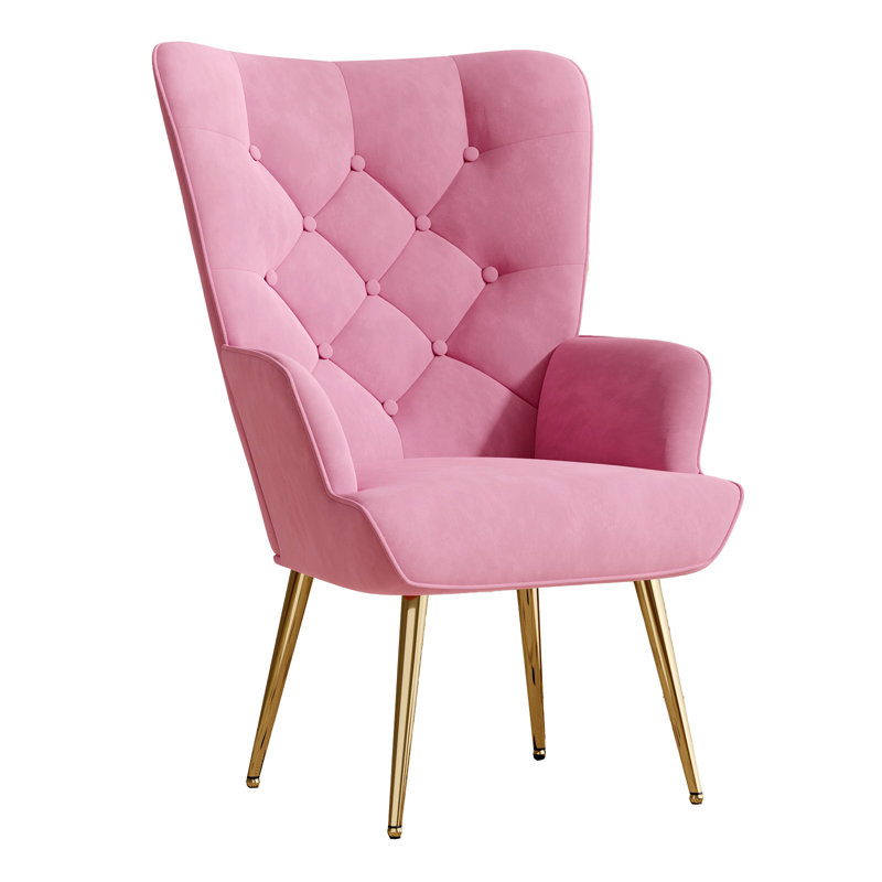 Pureza Velvet Wingback Chair, Pink Velvet