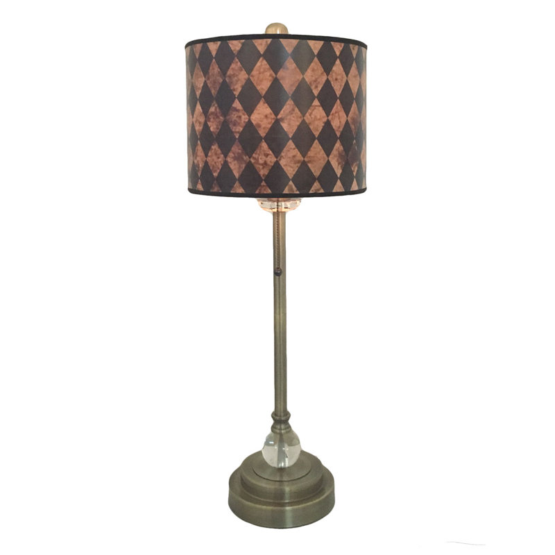 Ensemble de lampes de buffet 28 po Dimaina Crystal, Laiton antique / Brun
