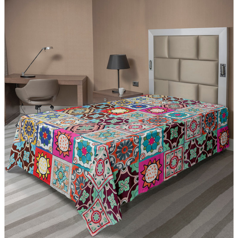 Ambesonne Top Flat Sheet Royal, Twin Flat Sheet, Multicolor Patchwork 3