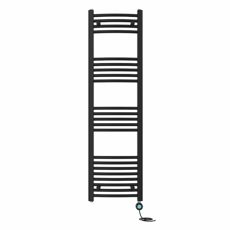 Curved Towel Rail Heated Towel Rails, 140cm H x 40cm W x 4.5cm D, Black