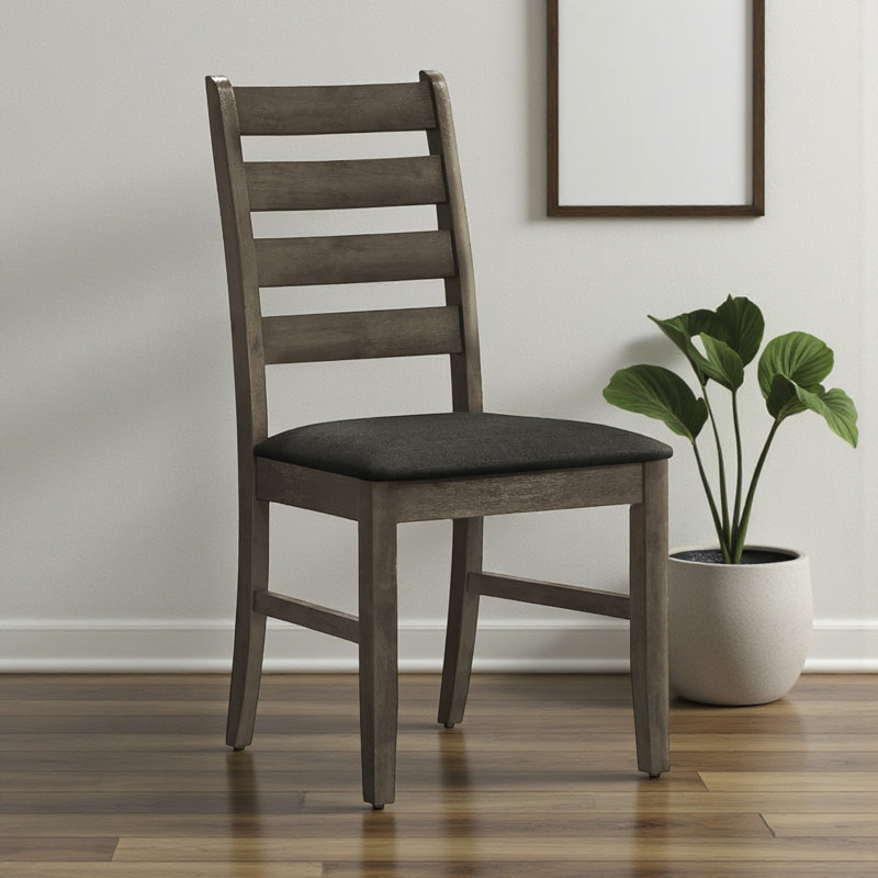Hampton Gray Polyester and Solid Wood Leg High Dining Chair, 37.29'' H X 19.62'' W X 20.6'' D