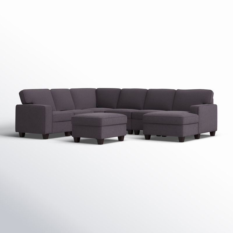 Canapé modulaire faisant face à la gauche avec pouf Bridgecliff, Gris foncé