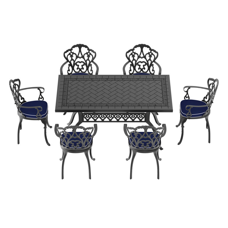 Tameia Patio Dining Set with , Cushions Included, 22.05" D x 21.65" W x 35.83" H, 6