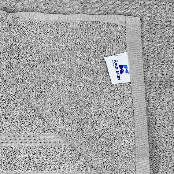Kaufman Premium 100% Cotton | Hand & Face Towels Set For Bathroom, Spa, Gym, and More, Light Gray