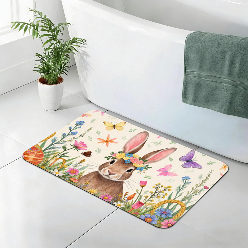 Tapis de salle de bain à motif de couronne lunatique et antidérapant 24 x 36