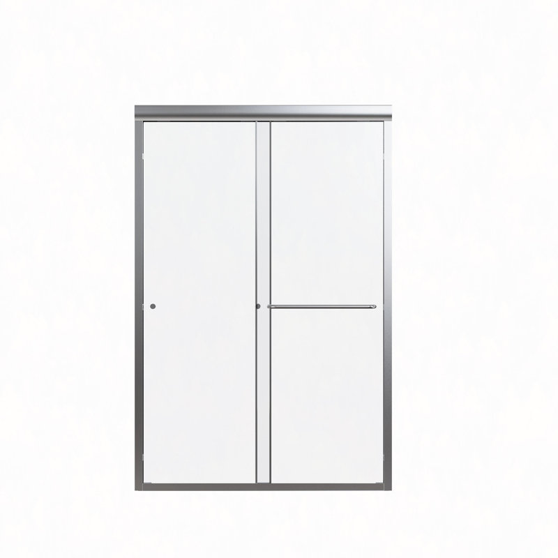 44"-48"W*72" H Semi-Frameless Double Sliding Shower Door, Shower Door, 1/4" (6Mm) Thick SGCC Tempered Glass Door, Chrome