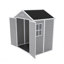 Remise de rangement en résine 6 * 5Ft, outils de jardin en plastique à l'extérieur des remises, matériau de haute qualité en PP, structure solide, imperméable, résistante à la rouille et aux rayons UV, grand espace de rangement, panneau de PP épais de 12 mm, éclairage de fenêtre HD