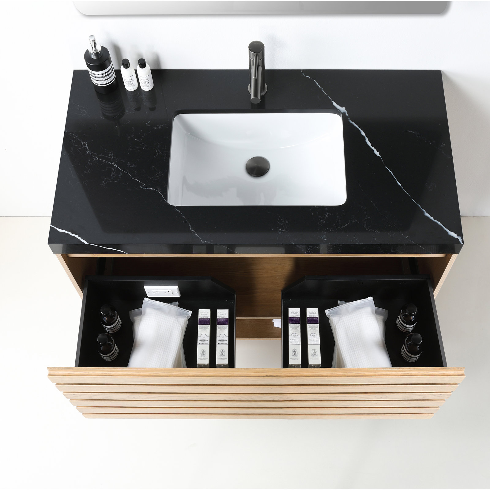 36" Cedar Bathroom Vanity, Tan, Black