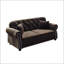 Luxueux canapé rembourré en velours avec garniture cloutée, accoudoirs roulés et capitonnage à boutons, comprend 2 coussins complémentaires, pour un décor moderne de style Mid-Century.-1611713142