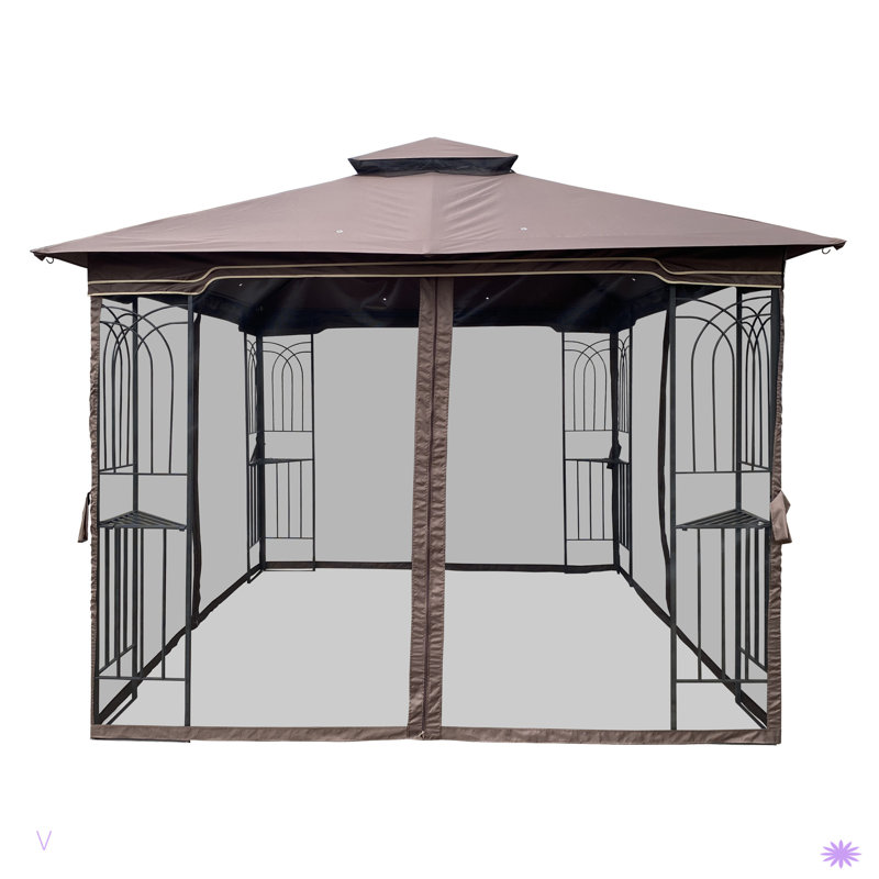 Outdoor Patio Gazebo Canopy Tent With Ventilated Double Roof And Mosquito Net(Detachable Mesh Screen On All Sides),Suitable For Lawn, Garden, Backyard And Deck